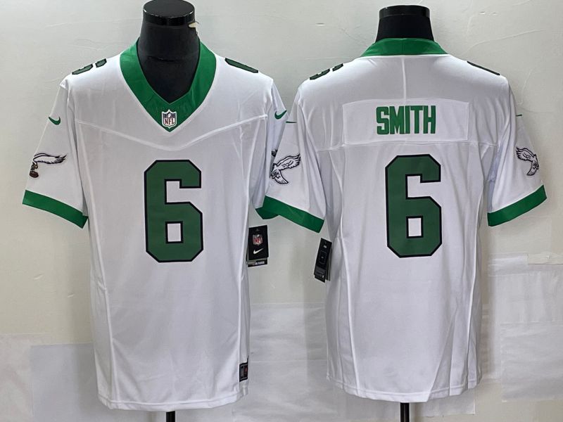 Men Philadelphia Eagles #6 Smith White Nike Throwback Vapor Limited NFL Jersey->philadelphia eagles->NFL Jersey